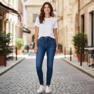 Madewell 9" Mid-Rise Skinny Jeans Dark Wash Womens Size 24 Casual Collegiate